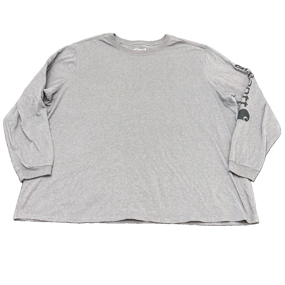 Carhartt Long Sleeve Logo Sleeve Gray Loose Fit Big And Tall 3XL T Shirt